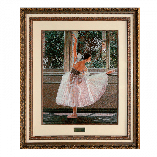 Балерина у окна. Картина, вышитая шелком